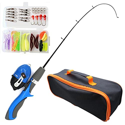 50pcs/Set Kids Fishing Rod Tragbare Teleskop -Angelrute und Reel Combo Kit Kinder Angelfischset mit Köder Spinnrollenhaken für Kinder Anfänger Blau von Eyccier