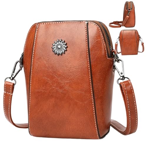 Eyccier Telefon Geldbeutel Vintage Crossbody Telefontasche für Frauen, Mini Crossbody Tasche kleine Leder -Handy -Tasche mit verstellbaren Gurtgeschenken für Damenbraun von Eyccier