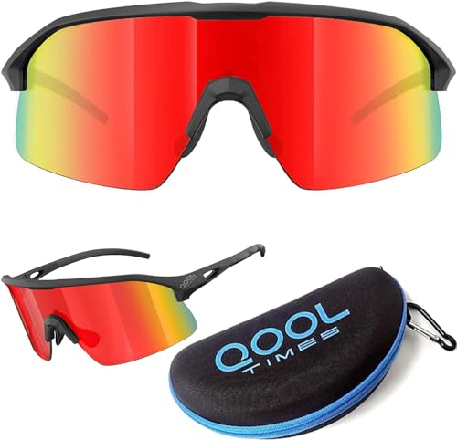 Eye Am Fahrradbrille/Sportbrille für Damen & Herren – Sonnenbrille für Sport, Laufen, MTB & Outdoor Modell: QOOL Times (B-BK-RR) von Eye Am