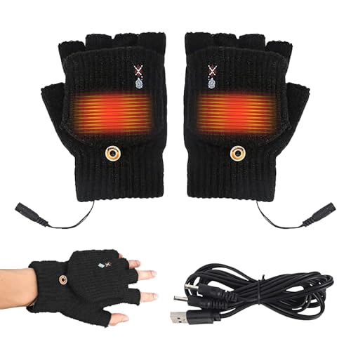 Fingerlose Handschuhe, Halbfinger-Handschuhe, fingerlose Handschuhe, USB-beheizte Handschuhe, Winter-Thermohandschuhe für Männer und Frauen, 5 V, Halbfinger, elektrische Thermohandschuhe zum Fahren, von Eznaobo