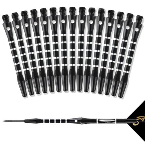 Ezydka Darts Schäfte 15 Stück Aluminium Darts Shafts, Dart Schäfte Gewinde mit O-Ring Schwarz Dartschäfte, Dartpfeil-Schäfte für Soft Oder Steel Darts, Dartschaft 2BA Universalgewinde von Ezydka