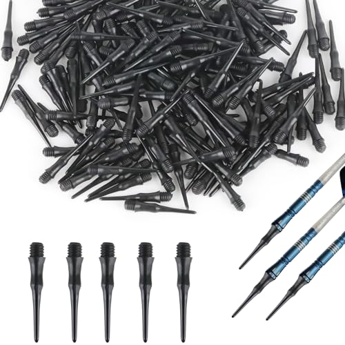 Ezydka Dartspitzen Kunststoff 200 Stück Softdart Spitzen, Schwarz Dart Spitzen Soft Dartpfeile zubehör Ersatzspitze, Dartpfeil Spitzen für Verbessern Ihre Dartfähigkeiten von Ezydka