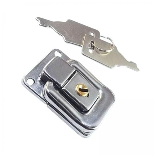 F Fityle 3 X Metall Verschluss mit Knebelverschluss Und Schlüssel für Kasten mit Zugriegelverschluss, Silber, 3 STK. von F Fityle