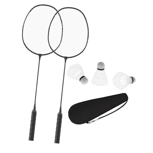 F Fityle Badmintonschläger-Set, Badminton-Federball mit Schlägertasche, Badmintonschläger für Rasen, Anfänger, Kinder, Erwachsene, Familie, Outdoor, Schwarz von F Fityle