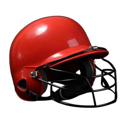 F Fityle Baseball-Helmschutz mit Gesichtsmaske, stoßdämpfender Outdoor-Softball-Helm für Männer und Frauen, Gesichtsschutz, Rot von F Fityle