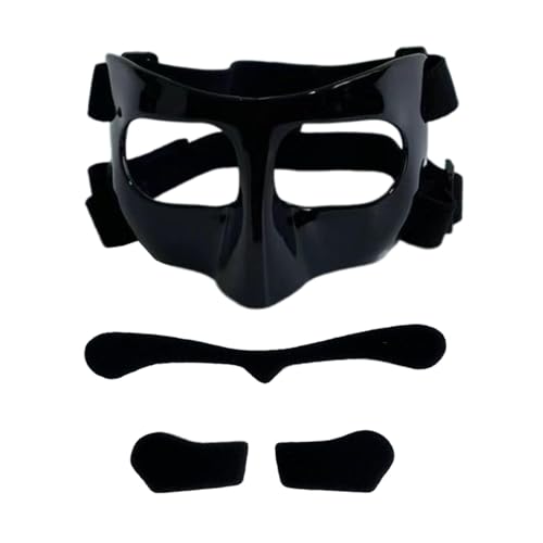 F Fityle Basketball-Maske, Gesichtsmaske, Gesichtsschutz für gebrochene Nase, Basketball-Nasenschutz für Fußball, Schwarzer schwarzer Aufkleber von F Fityle