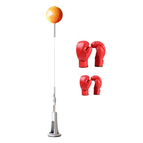 F Fityle Box-Reaktionsball, Speedball, verstellbares MMA-Training mit Ständer und Boxhandschuhen, Punchingball, Box-Trainingsgerät, 135 bis 149cm von F Fityle