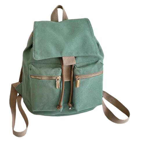 F Fityle Canvas Rucksack Multi Taschen Schultertasche College Bookbag Leichter Knapsack, GRÜN von F Fityle