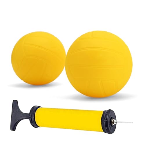 F Fityle -Ersatzbälle, PVC, aufblasbar, weich, gelb, mit Luftpumpe, Roundnet-Spielbälle für wettbewerbsorientierte Outdoor-Sportarten im Hinterhof, 1x 3.5in and 1x 5in von F Fityle