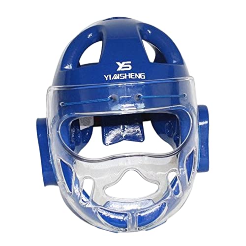 F Fityle Erwachsene Kopfbedeckung belüfteter wasserdichter MMA Kampfsport Gesichtsschutz Sport Kopfschutz für Taekwondo Training Sparring Boxen, Blau, XL von F Fityle