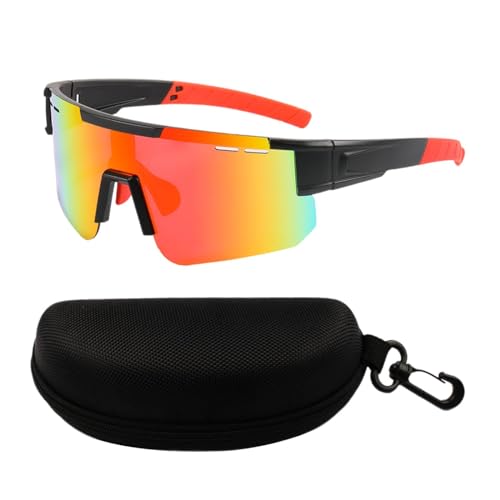 F Fityle Fahrradbrille, polarisierte Sonnenbrille, tragbare, bequeme Reitbrille, Sport-Sonnenbrille zum Klettern, Autofahren, Schwarz Rot von F Fityle
