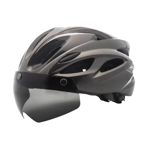 F Fityle Fahrradhelm, Fahrradausrüstung mit abnehmbarem Visier für Erwachsene, Verstellbarer Kopfumfang, Radfahrerhelm, Mountainbike-Helm, Titan von F Fityle