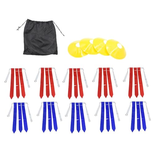 F Fityle Flaggenfußballgürtel, Taillengürtel, spitzer PVC-Streamer-Ausrüstung, Rugby-Flaggengürtel, Taillenflagge für Erwachsene, Kinder, Teenager, Spiel, 10 Gürtel von F Fityle