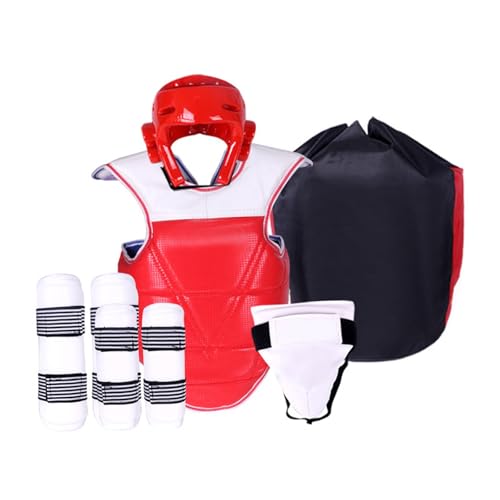 F Fityle Taekwondo-Schutzausrüstungsset für Männer, Karate-Kleidung, Armschutz, Beinschutz, rotes Taekwondo-Uniformset für Turniere, leicht, S von F Fityle