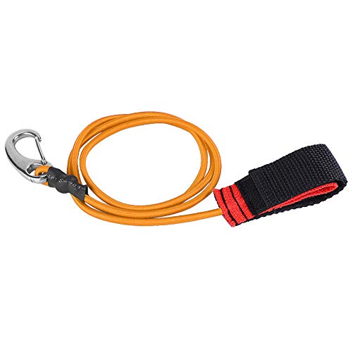 F&Y Elastische Paddel-Sicherheitsleine mit Karabiner – sicheres Kajak-, Kanu- und Angelruten-Zubehör (Orange) von F&Y