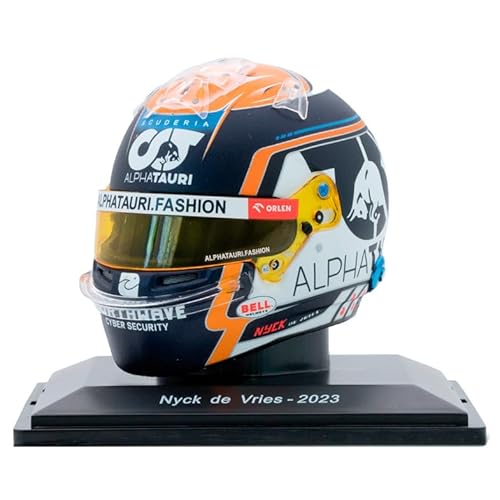 F1 Alpha Tauri Team, offizieller Merchandise-Helm, Bell Helme von Spark Models, Nyck De Vries, 1/5 Scale Mini Helm, 2023, Weiß, Blau F1 Alpha Tauri Team, offizieller Merchandise-Helm, Bell Helme von Spark Models, Nyck De Vries, 1/5 Scale Mini Helm, 2023, Weiß, Blau von F1