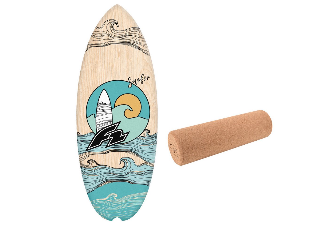 F2 Balanceboard F2 Set Balance Board Halfshell 80x30cm mit Korkrolle F2 Balanceboard F2 Set Balance Board Halfshell 80x30cm mit Korkrolle von F2