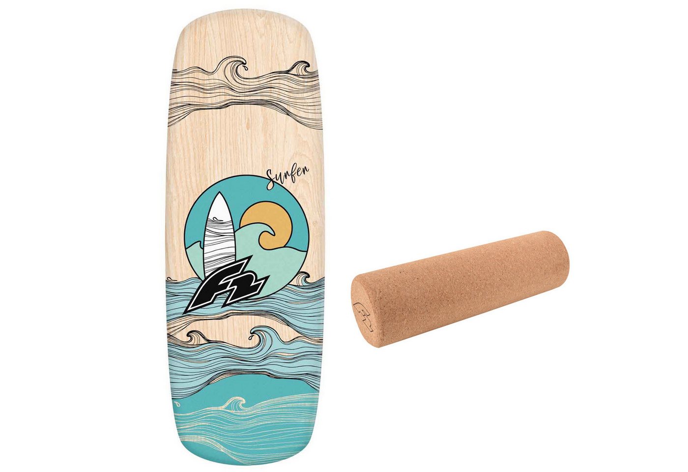 F2 Balanceboard F2 Set Balance Board Pill 86x30cm mit Korkrolle F2 Balanceboard F2 Set Balance Board Pill 86x30cm mit Korkrolle von F2