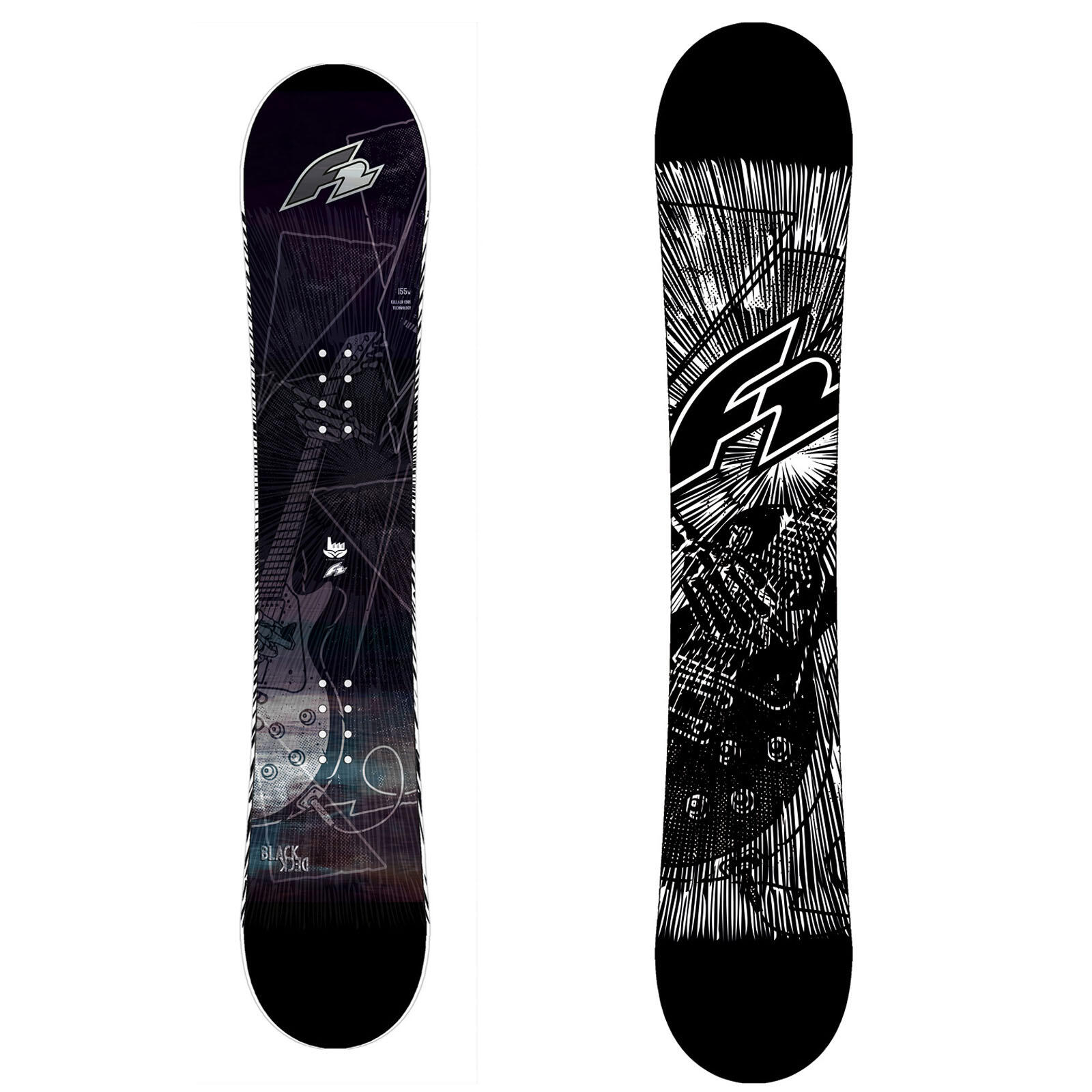 F2 Herren Snowboard Black Deck Freeride/Freestyle 162w cm Schwarz 2023/24 von F2