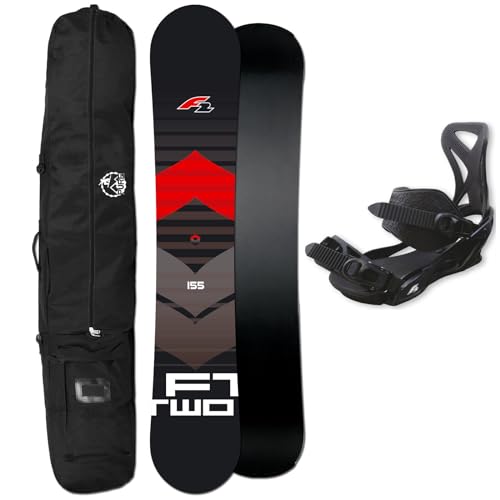 F2 Herren Snowboard Rental 163 cm EXTRA Wide + F2 Sonic BINDUNG GR. L + Bag von F2