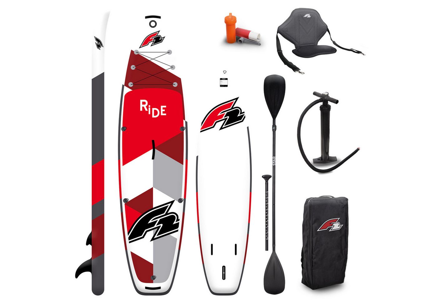 F2 SUP-Board F2 SUP Stand Up Paddle Board Ride 12'2'' Rot 2024, Stand up paddle board von F2