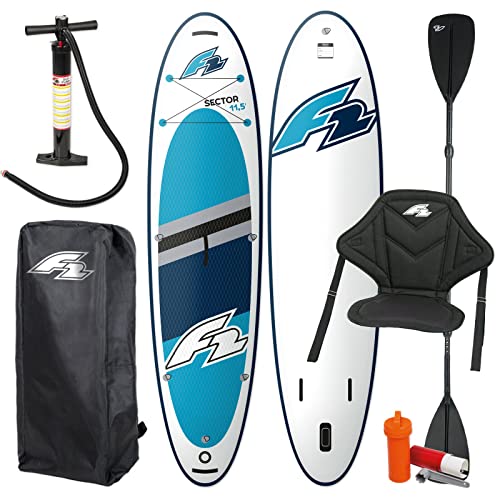 F2 SUP Sector Blue | Aufblasbar | Stand Up Paddle Board| Set mit Kajakpaddel, Sitz, Bag & Pumpe (11,5) von F2