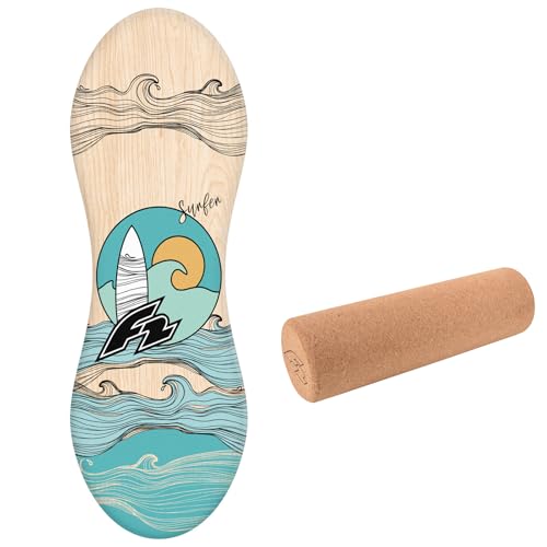 F2 Set Balance Board Peanut 86x32cm mit Korkrolle von F2