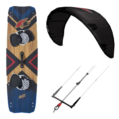 F2 Set Kite Ride V5 15qm + Kiteboard Air Wood 137cm + Control Bar 52cm von F2