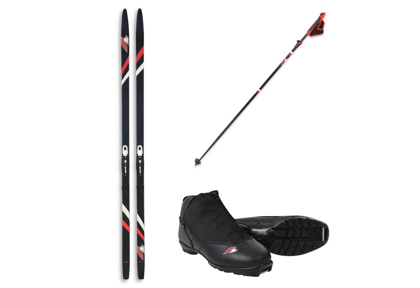 F2 Ski F2 Set Langlaufski Ride Pro CC 180cm+Schuhe Ride CC Gr. 47 +Skistock 1 von F2