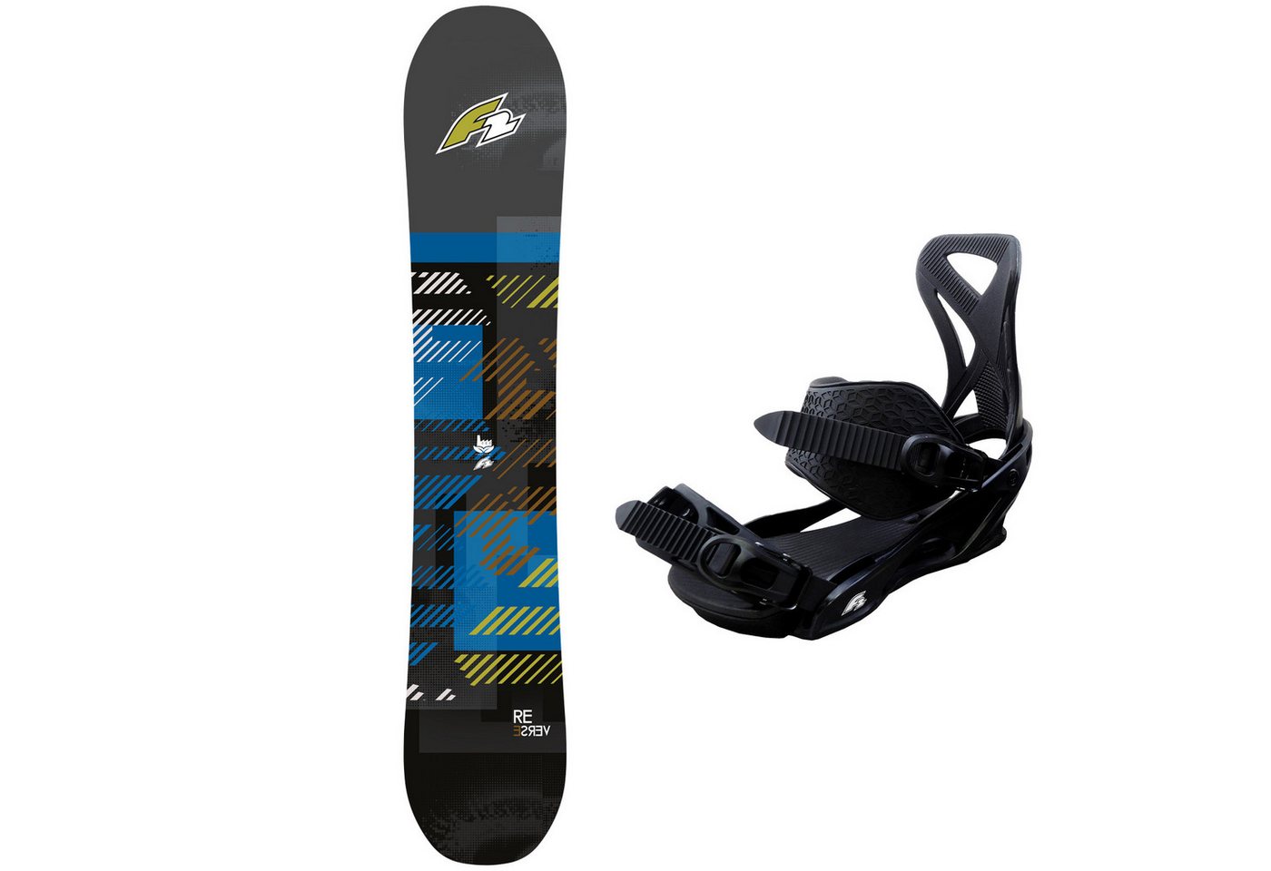 F2 Snowboard F2 Set Herren Snowboard Reverse Blue 152cm mit Bindung Sonic Pro L von F2