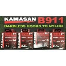 KAMASAN B911 F1 Haken zu Nylon X 4 Größe 14,16,18,20 Plus Gratis Hakenentferner von F2