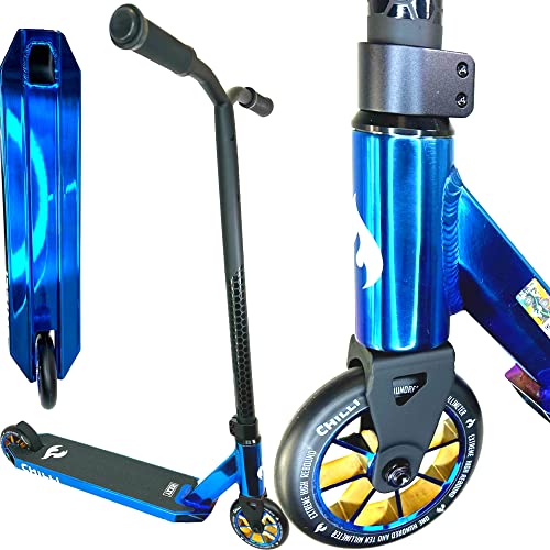 Chilli Pro Rocky V3 Stunt-Scooter Integrated Headset Park-Trick-Tret-Roller Schwarz/Blauchrome + Fantic26 Griptape Chilli Pro Rocky V3 Stunt-Scooter Integrated Headset Park-Trick-Tret-Roller Schwarz/Blauchrome + Fantic26 Griptape von F26