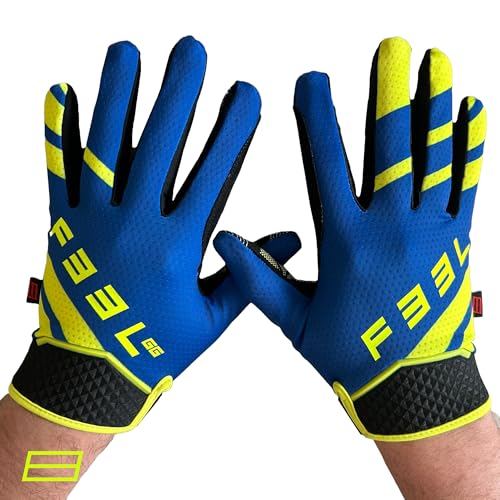 F33L SR3 Diamond Sim Racing Handschuhe, Blau/Gelb, Größe M von F33L