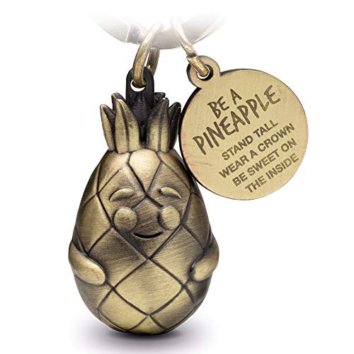 FABACH Ananas Schlüsselanhänger Piny mit Gravur - Süßer Schlüsselanhänger Ananas - Motivation, Freundschaft und Liebe Glücksbringer aus Metall für Frauen in Bronze - Be a pineapple von FABACH