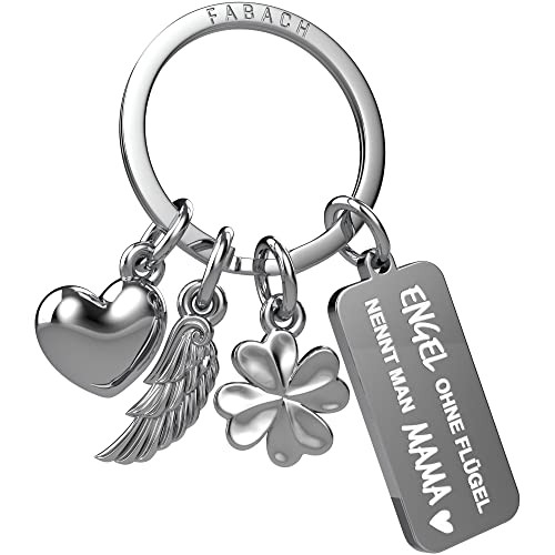 FABACH Beste Mama Schlüsselanhänger 3 Charms mit Gravur - Mutter Glücksbringer Mama Geschenk Anhänger für Muttertag und Geburtstag - Engel ohne Flügel nennt man Mama FABACH Beste Mama Schlüsselanhänger 3 Charms mit Gravur - Mutter Glücksbringer Mama Geschenk Anhänger für Muttertag und Geburtstag - Engel ohne Flügel nennt man Mama von FABACH