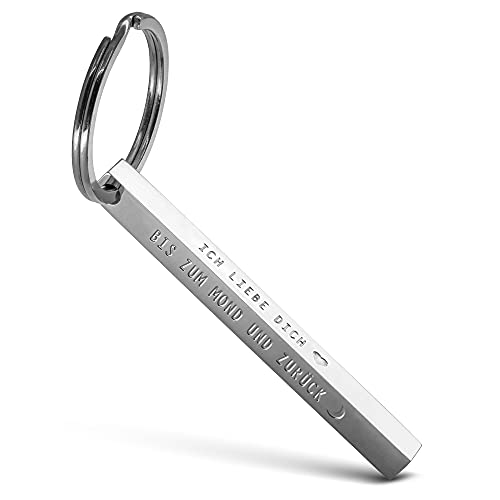 FABACH "Cuboid Schlüsselanhänger Ich liebe dich bis zum Mond - Quader Schlüsselanhänger Liebe Partner aus Edelstahl - Stäbchen Anhänger mit tiefer filigraner Gravur Liebe bis zum Mond FABACH "Cuboid Schlüsselanhänger Ich liebe dich bis zum Mond - Quader Schlüsselanhänger Liebe Partner aus Edelstahl - Stäbchen Anhänger mit tiefer filigraner Gravur Liebe bis zum Mond von FABACH