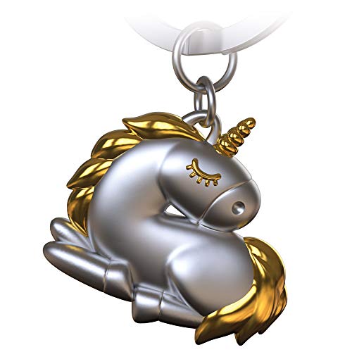 FABACH Einhorn Schlüsselanhänger Sleepy - Schlafendes Einhorn Glücksbringer für Damen in Gold und Silber - Unicorn Anhänger als Geschenk für beste Freundin, Partnerin von FABACH