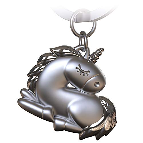 FABACH Einhorn Schlüsselanhänger Sleepy - Schlafendes Einhorn Glücksbringer für Damen in Silber - Unicorn Anhänger als Geschenk für beste Freundin, Partnerin von FABACH