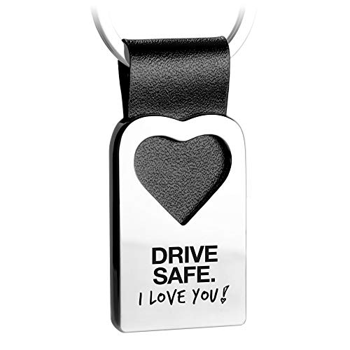FABACH Herz Schlüsselanhänger mit Gravur aus Leder - Auto Glücksbringer Anhänger Fahr vorsichtig - Drive safe I love you FABACH Herz Schlüsselanhänger mit Gravur aus Leder - Auto Glücksbringer Anhänger Fahr vorsichtig - Drive safe I love you von FABACH