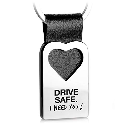 FABACH Herz Schlüsselanhänger mit Gravur aus Leder - Fahr vorsichtig Glücksbringer Auto Anhänger für Partner - Drive Safe I Need You FABACH Herz Schlüsselanhänger mit Gravur aus Leder - Fahr vorsichtig Glücksbringer Auto Anhänger für Partner - Drive Safe I Need You von FABACH