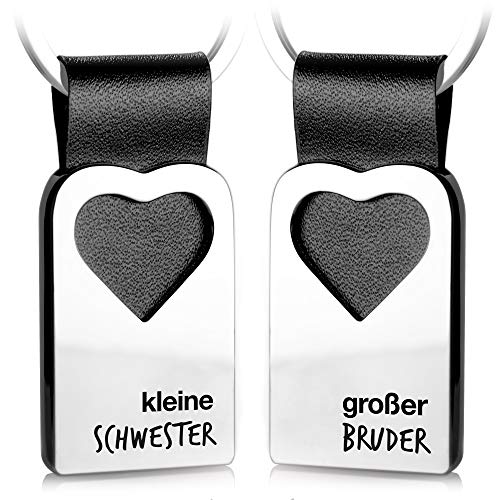 FABACH Herz Schlüsselanhänger mit Gravur aus Leder - Geschenke für Geschwister - kleine Schwester & großer Bruder FABACH Herz Schlüsselanhänger mit Gravur aus Leder - Geschenke für Geschwister - kleine Schwester & großer Bruder von FABACH
