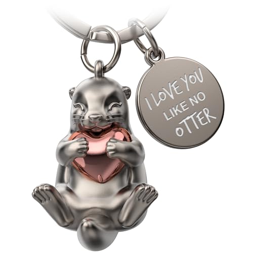 FABACH Otter Schlüsselanhänger Otty mit Herz - Glücksbringer Otter Geschenke Freundin - Partner Geschenke Liebe Schlüsselanhänger Paare Jahrestag - Gravur I love you like no otter von FABACH