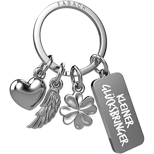 FABACH Schutzengel Schlüsselanhänger 3 Charms mit Gravur - Kleeblatt Schlüsselanhänger Herz Glücksbringer Viel Erfolg - Viel Glück Geschenk Engel Glücksbringer - Kleiner Glücksbringer FABACH Schutzengel Schlüsselanhänger 3 Charms mit Gravur - Kleeblatt Schlüsselanhänger Herz Glücksbringer Viel Erfolg - Viel Glück Geschenk Engel Glücksbringer - Kleiner Glücksbringer von FABACH