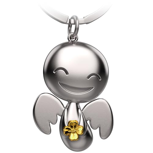 FABACH Schutzengel Schlüsselanhänger Happy mit Kleeblatt - Glücksengel aus Metall - Viel Erfolg Glücksbringer Auto Engel Anhänger - Geschenk Viel Glück Kleeblatt - Geschenk Glücksbringer FABACH Schutzengel Schlüsselanhänger Happy mit Kleeblatt - Glücksengel aus Metall - Viel Erfolg Glücksbringer Auto Engel Anhänger - Geschenk Viel Glück Kleeblatt - Geschenk Glücksbringer von FABACH