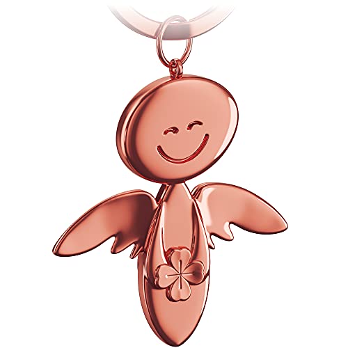 FABACH Schutzengel Schlüsselanhänger Smile mit Kleeblatt - Glücksengel aus Metall - Viel Erfolg Glücksbringer Auto Engel Anhänger - Geschenk Viel Glück von FABACH