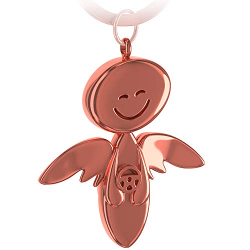 FABACH Schutzengel Schlüsselanhänger Smile mit Lenkrad - Edler Engel Anhänger aus Metall in glänzendem Rosegold - Geschenk Glücksbringer Auto Führerschein - Fahr vorsichtig FABACH Schutzengel Schlüsselanhänger Smile mit Lenkrad - Edler Engel Anhänger aus Metall in glänzendem Rosegold - Geschenk Glücksbringer Auto Führerschein - Fahr vorsichtig von FABACH