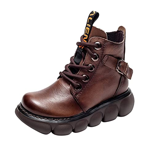 FACAIAFALO SchnüRstiefel Damen Damen Stiefeletten Mit Dicker Sohle Schlank Machend SchnüRstiefeletten Aus Leder Modisch rutschfest von FACAIAFALO