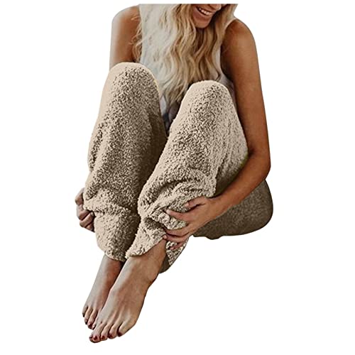 FACAIAFALO Warme Hose Damen Fleece Winter Elegant Lang Haushose Gefüttert Thermohose Pyjamahose Flauschig Warm Haushose Teddyhose Sporthose Thermal Pants Yogahosen Winter Hosen von FACAIAFALO