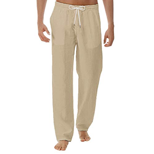 Modaworld Hosen Herren Leinen Baumwolle Lange Sport Straight Regular Fit Outdoor Strandhose aus Baumwollmischung Leicht Sommerhose Jogginghose Loose Fit Freizeithose mit Kordelzug Seitentaschen Modaworld Hosen Herren Leinen Baumwolle Lange Sport Straight Regular Fit Outdoor Strandhose aus Baumwollmischung Leicht Sommerhose Jogginghose Loose Fit Freizeithose mit Kordelzug Seitentaschen von FACAIAFALO