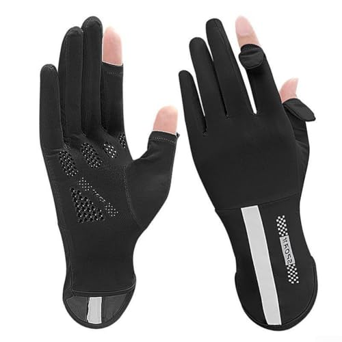 FACAIIO Fingerlose Fahrradhandschuhe für Damen, Eisseide, dünn, atmungsaktiv, Touchscreen-Handschuhe (schwarz) von FACAIIO